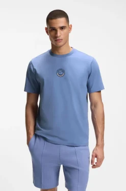 Stretch-cotton T-shirt with tennis artwork