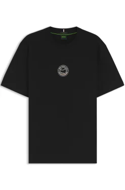 Stretch-cotton T-shirt with tennis artwork