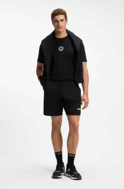 Stretch-cotton T-shirt with tennis artwork