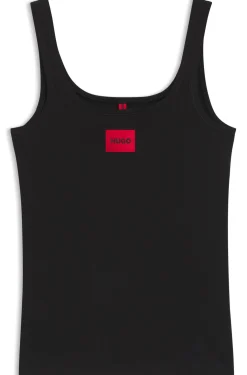 Stretch-cotton underwear vest with red logo