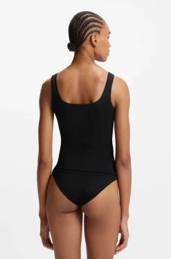 Stretch-cotton underwear vest with red logo