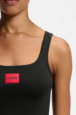 Stretch-cotton underwear vest with red logo