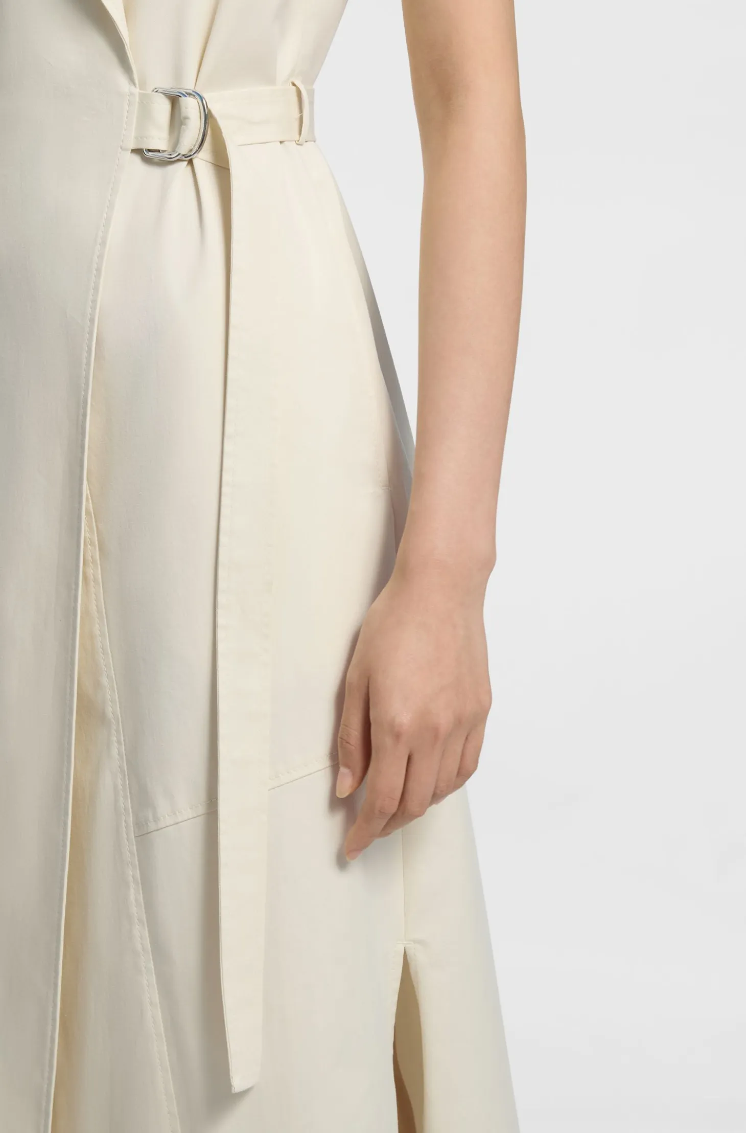 Stretch-cotton wrap dress with adjustable belt
