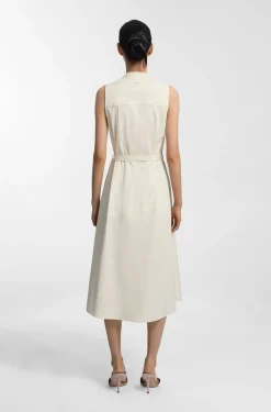 Stretch-cotton wrap dress with adjustable belt