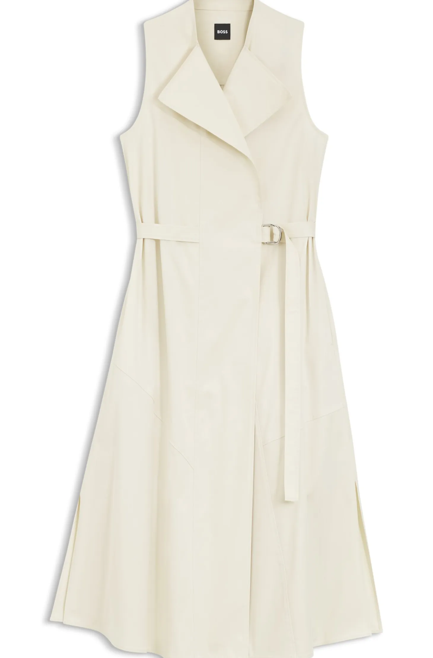 Stretch-cotton wrap dress with adjustable belt