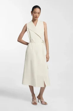 Stretch-cotton wrap dress with adjustable belt