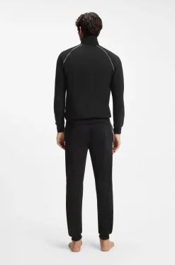 Stretch-cotton zip-up jacket with embroidered logo