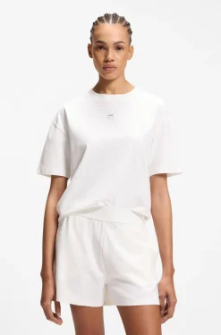 Stretch-fabric loungewear T-shirt with logo label