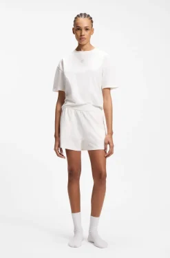 Stretch-fabric loungewear T-shirt with logo label