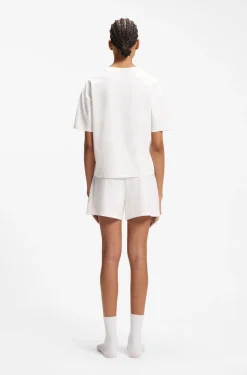 Stretch-fabric loungewear T-shirt with logo label