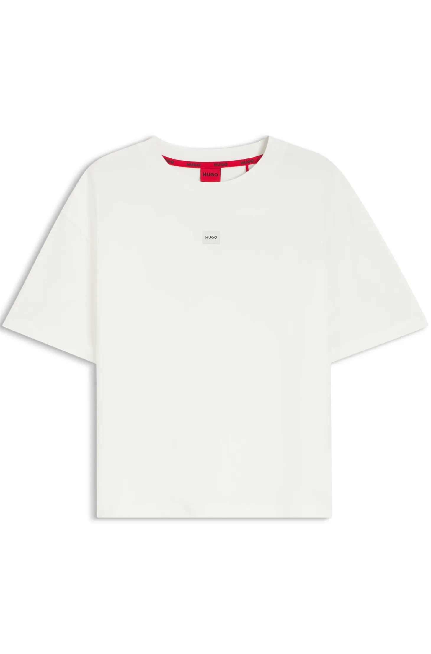 Stretch-fabric loungewear T-shirt with logo label