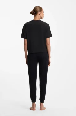 Stretch-fabric loungewear T-shirt with logo label