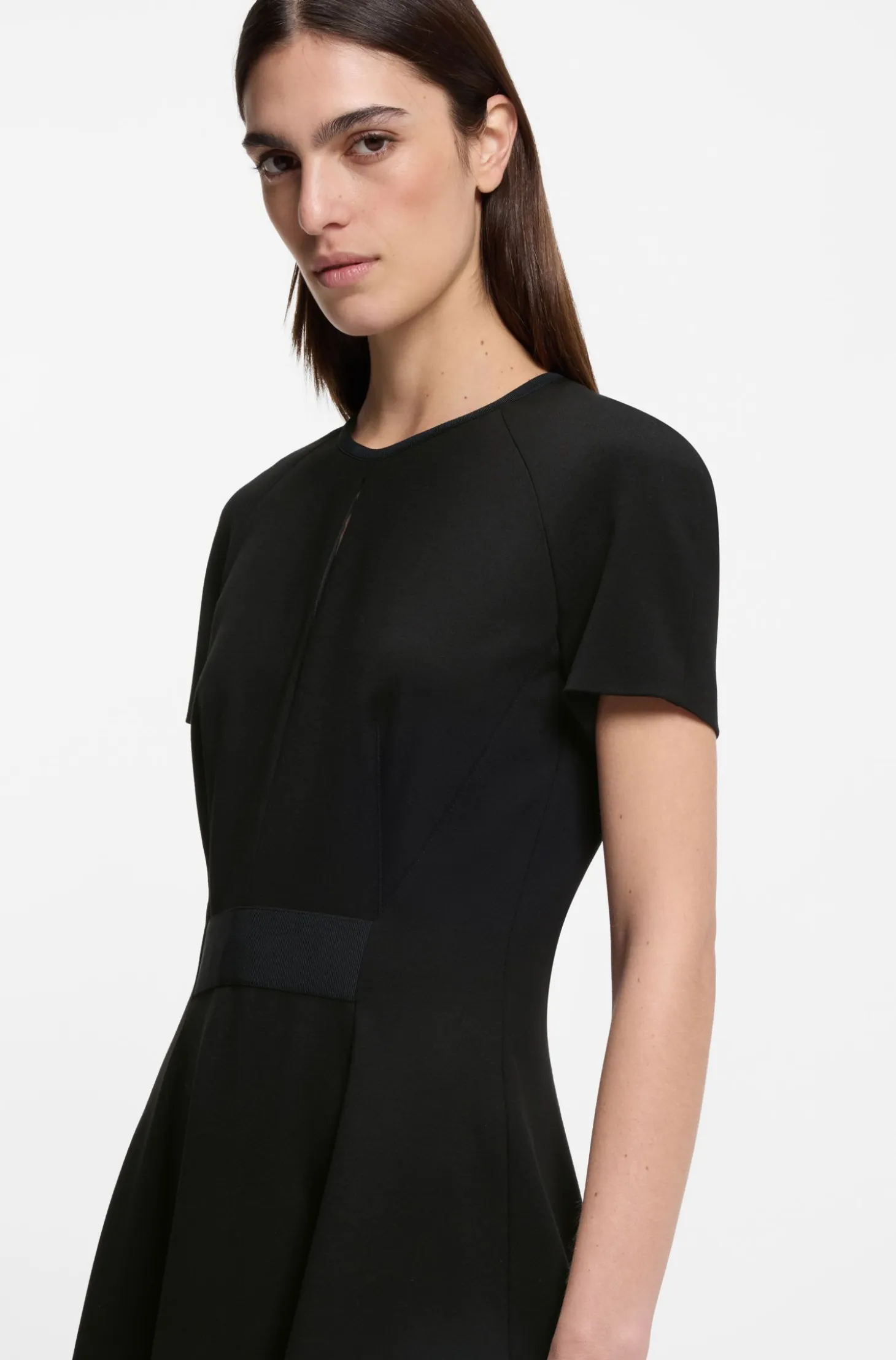 Stretch-jersey dress with keyhole neckline