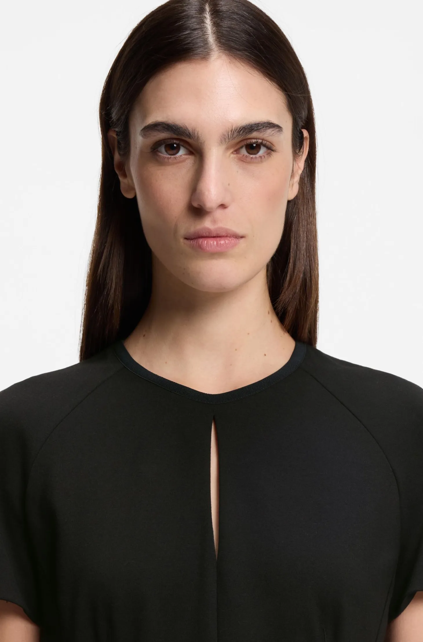 Stretch-jersey dress with keyhole neckline
