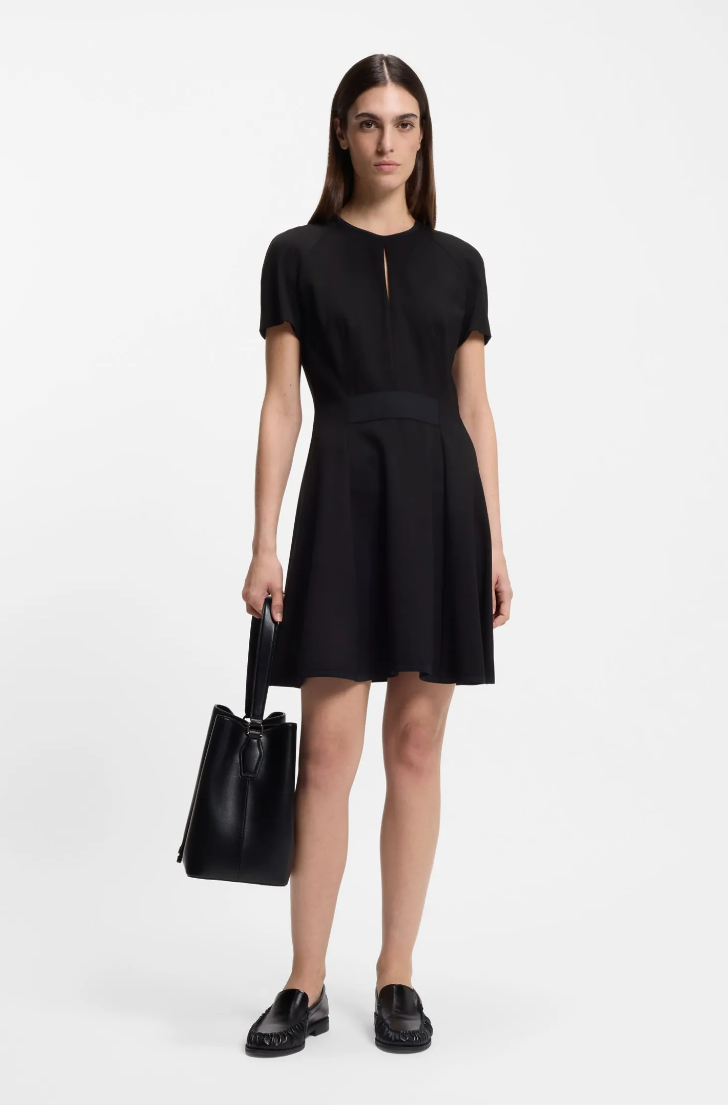 Stretch-jersey dress with keyhole neckline