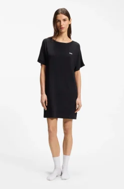 Stretch-jersey night dress with logo print