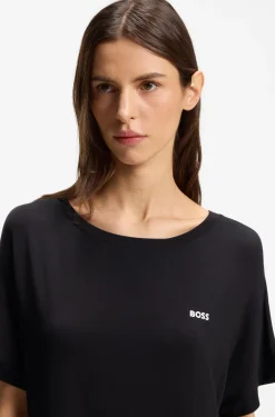 Stretch-jersey night dress with logo print