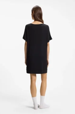 Stretch-jersey night dress with logo print