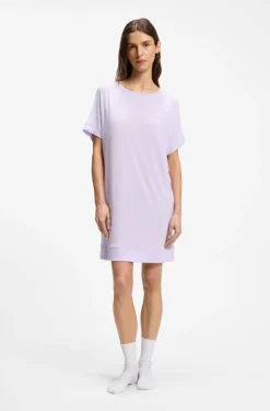 Stretch-jersey night dress with logo print