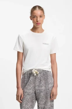 Stretch-jersey pyjama T-shirt with logo print