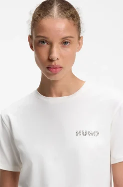 Stretch-jersey pyjama T-shirt with logo print