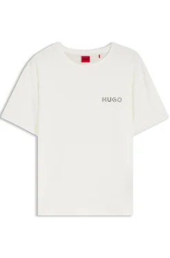 Stretch-jersey pyjama T-shirt with logo print