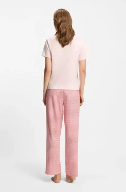 Stretch-jersey pyjama T-shirt with logo print