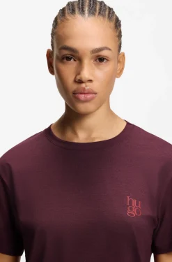 Stretch-jersey pyjama T-shirt with logo print