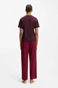 Stretch-jersey pyjama T-shirt with logo print
