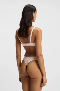 Stretch-jersey thong with logo waistband