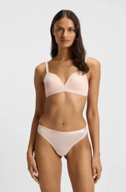 Stretch-jersey thong with logo waistband
