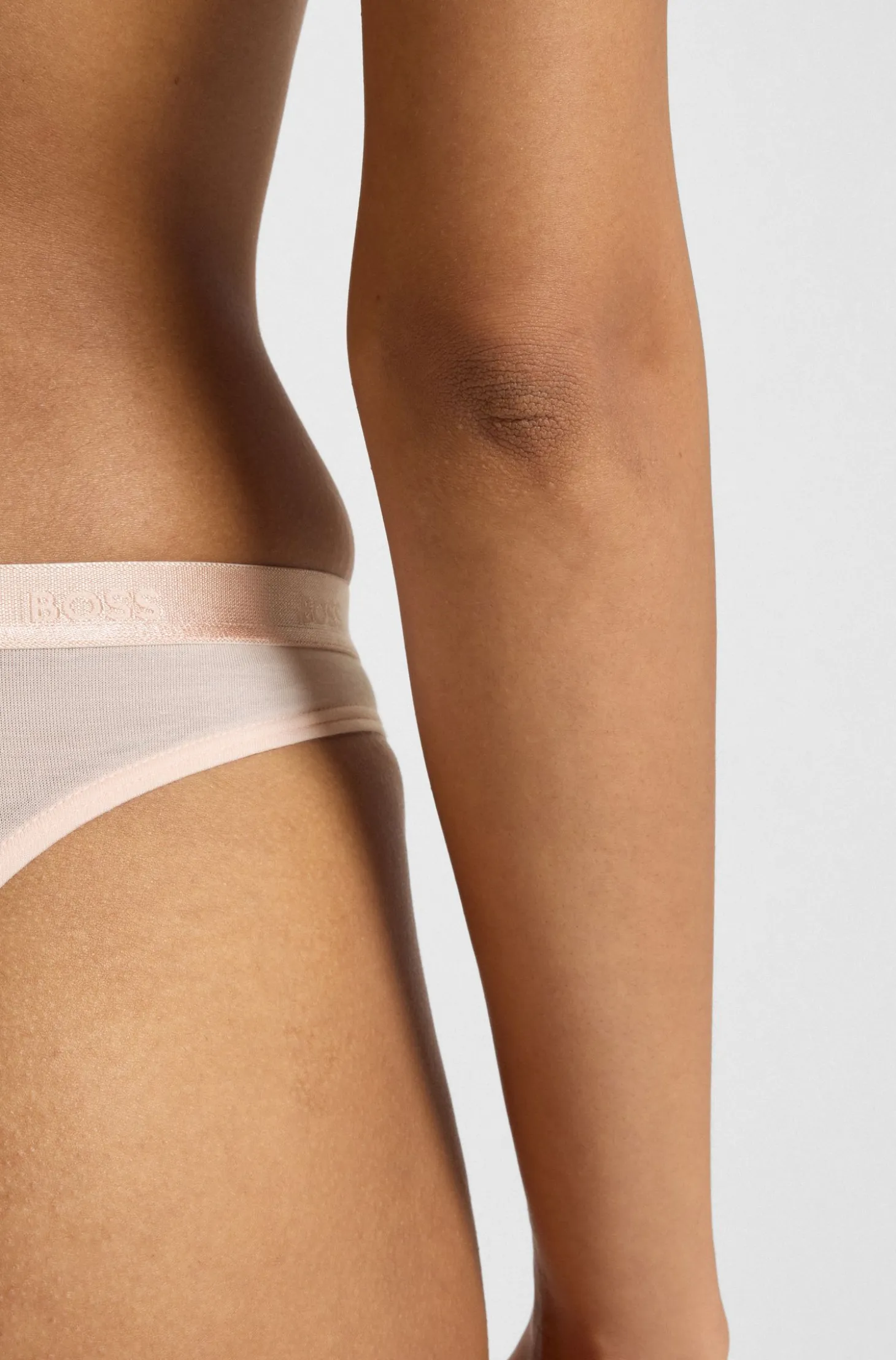 Stretch-jersey thong with logo waistband