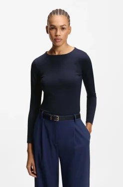 Stretch-jersey top with stacked-logo print