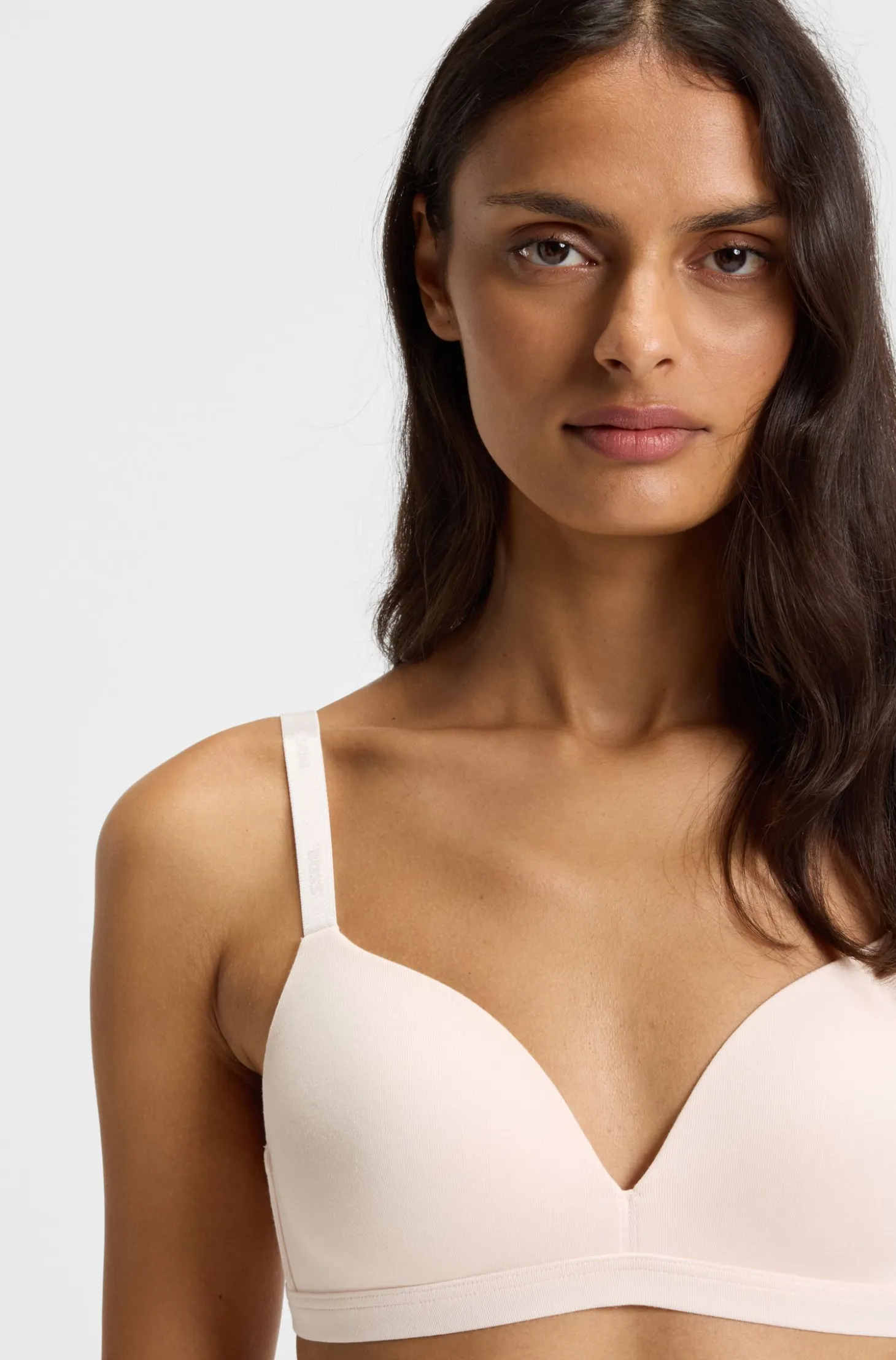 Stretch-jersey triangle bra with logo straps