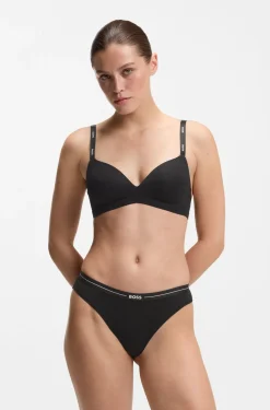 Stretch-jersey triangle bra with logo straps