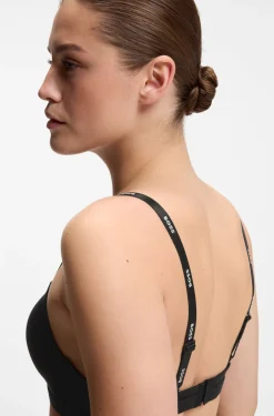 Stretch-jersey triangle bra with logo straps