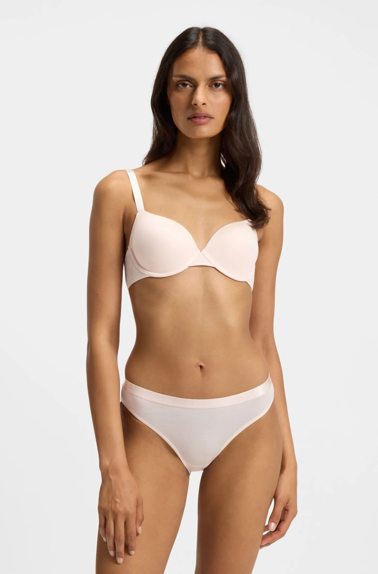 Stretch-jersey underwire bra with logo straps
