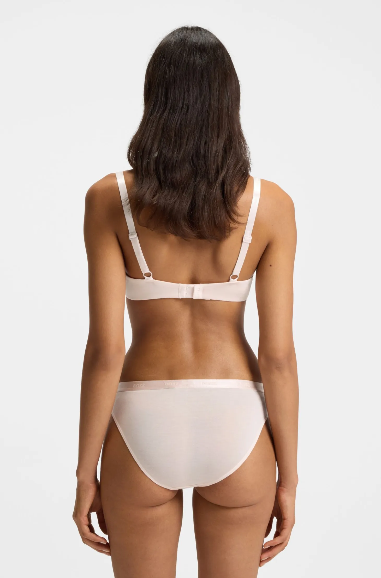 Stretch-jersey underwire bra with logo straps