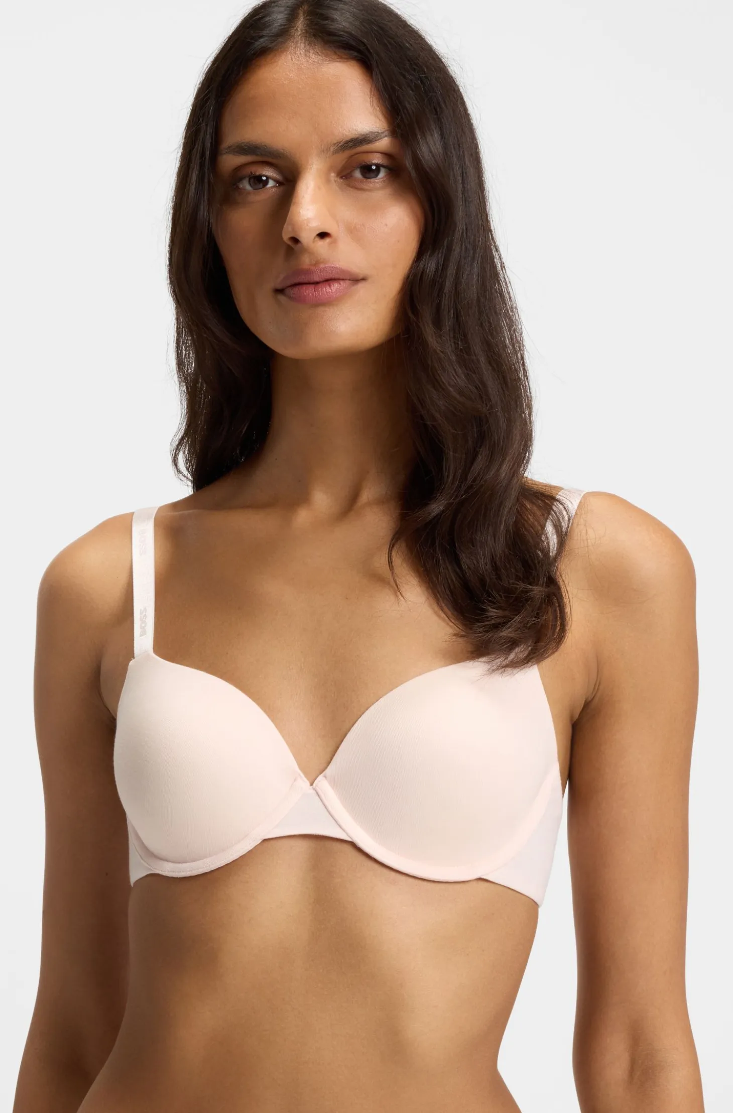 Stretch-jersey underwire bra with logo straps