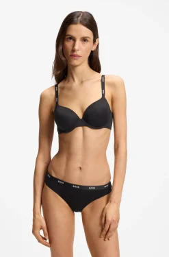 Stretch-jersey underwire bra with logo straps
