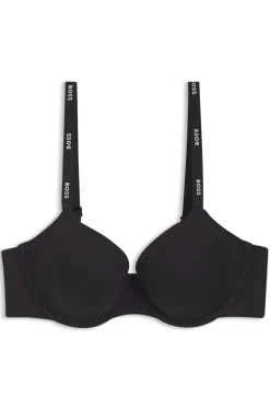 Stretch-jersey underwire bra with logo straps