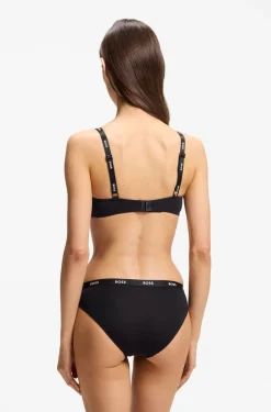 Stretch-jersey underwire bra with logo straps