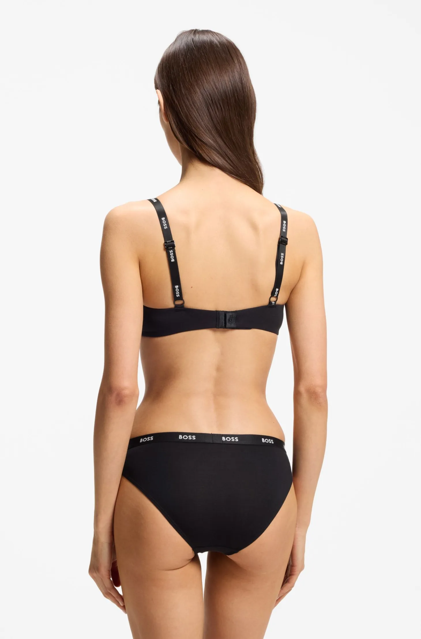 Stretch-jersey underwire bra with logo straps
