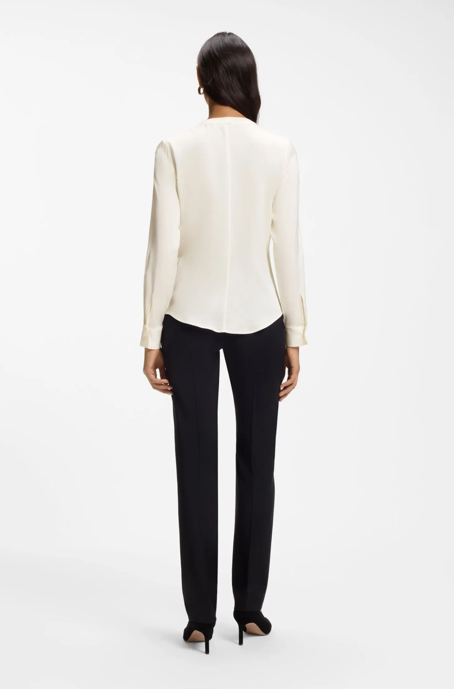 Stretch-silk blouse with gathered details