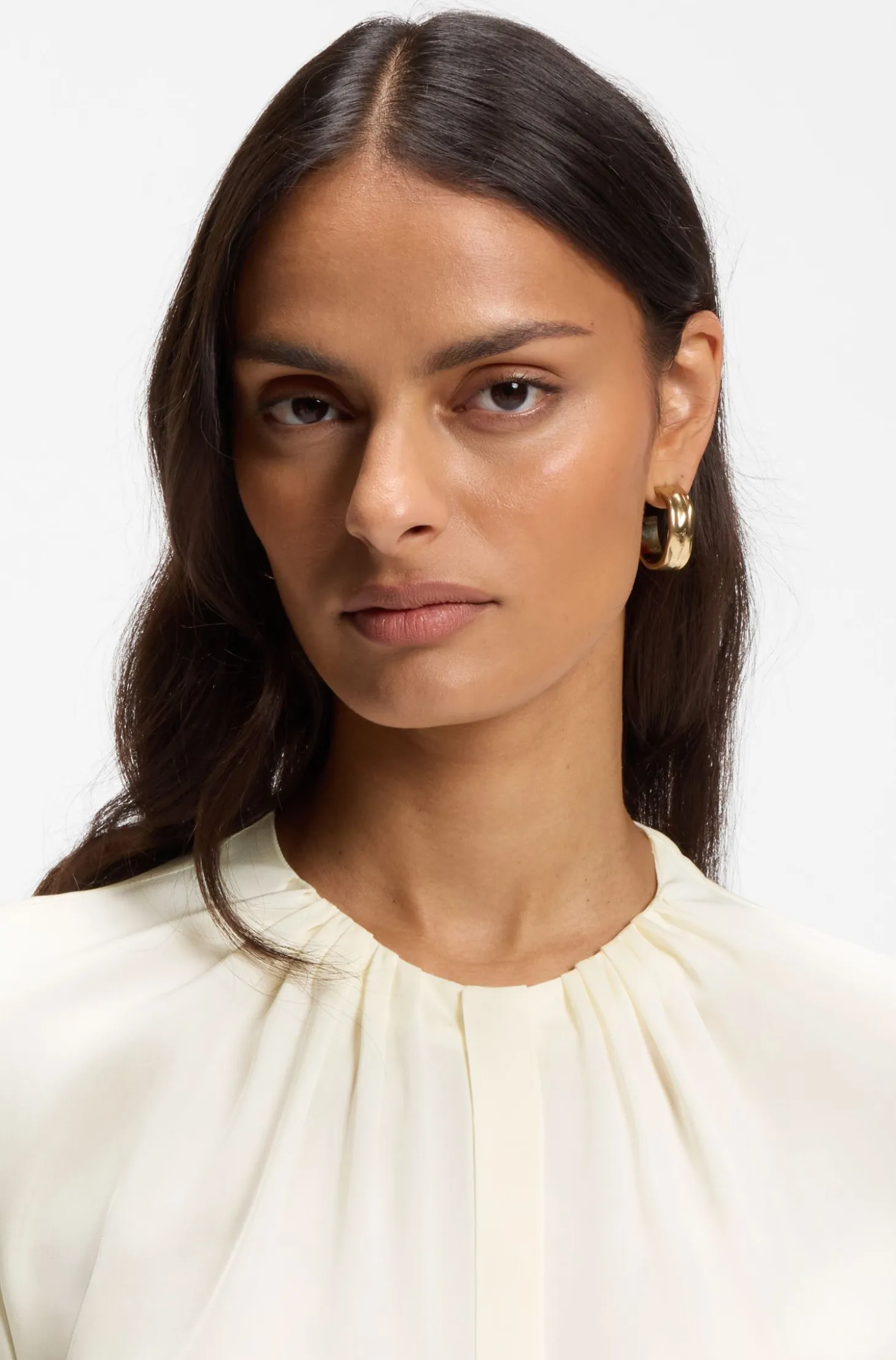 Stretch-silk blouse with gathered details
