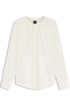 Stretch-silk blouse with gathered details