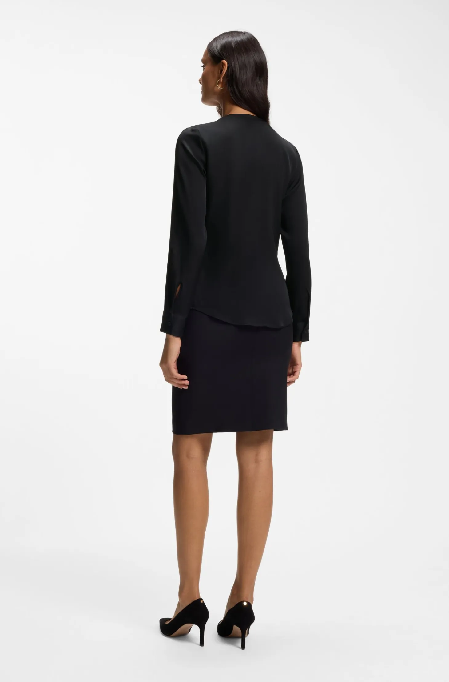 Stretch-silk blouse with gathered details
