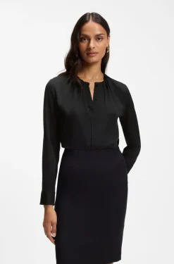 Stretch-silk blouse with gathered details