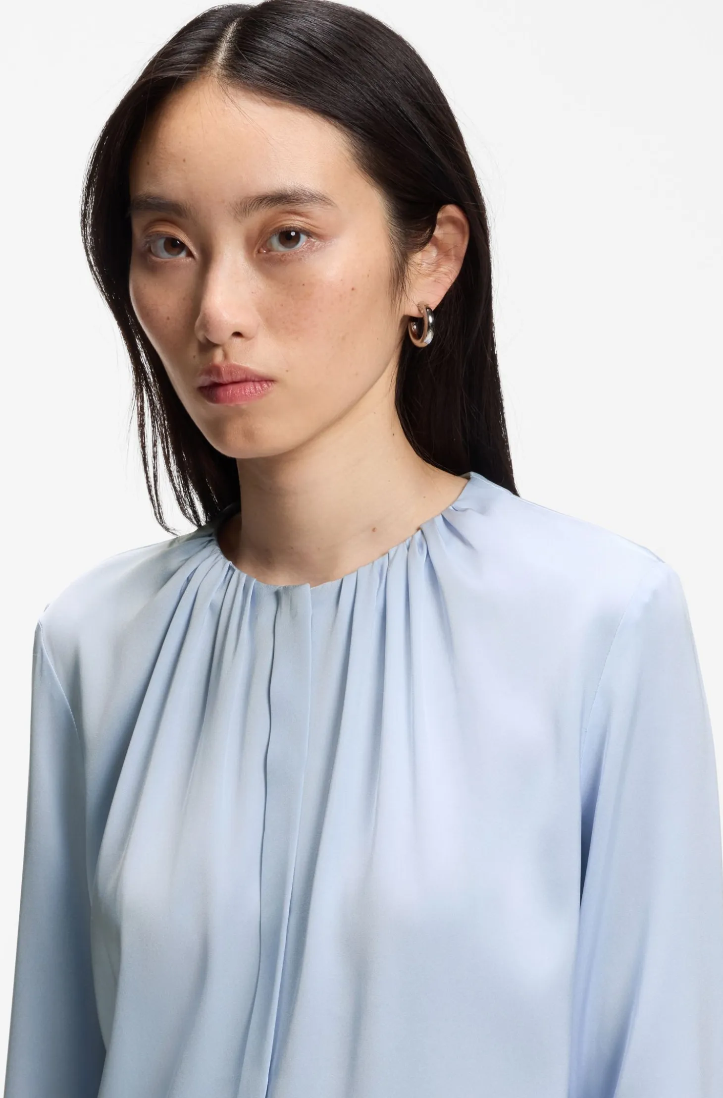 Stretch-silk blouse with gathered details