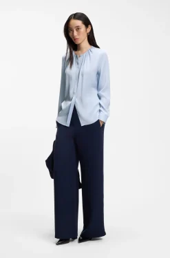 Stretch-silk blouse with gathered details